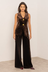 Velvet V Neck Waistcoat with Statement Buttons