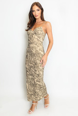 Studded Marble Mesh Midi Dress