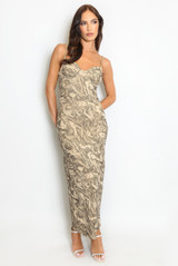 Studded Marble Mesh Midi Dress