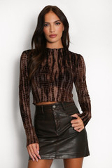 Abstract Mesh Long Sleeve Top