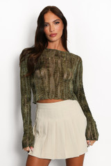 Abstract Mesh Long Sleeve Top