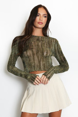 Abstract Mesh Long Sleeve Top