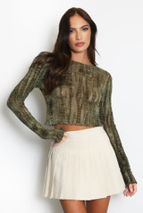 Abstract Mesh Long Sleeve Top