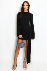 Side Tie Long Sleeve Mini Dress
