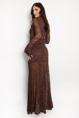 Lace Flare Cuffs Maxi Dress