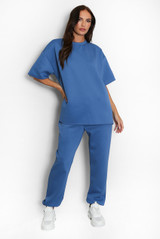 Oversized Slogan Tag Tee and Joggers Set