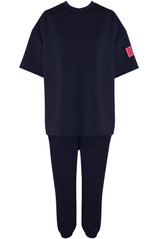 Oversized Slogan Tag Tee and Joggers Set