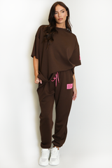 Oversized Slogan Tag Tee and Joggers Set