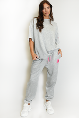 Oversized Slogan Tag Tee and Joggers Set