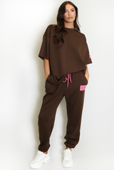 Oversized Slogan Tag Tee and Joggers Set