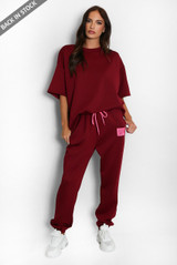 Oversized Slogan Tag Tee and Joggers Set