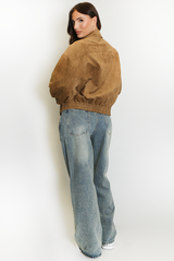 Faux Suede Bomber Jacket