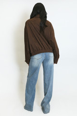 Faux Suede Bomber Jacket