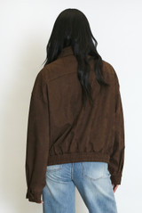 Faux Suede Bomber Jacket