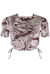 Marble Side Tie Up Crop Top