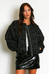 Monochrome Check Bomber Jacket