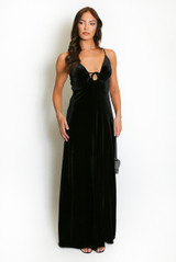 Velvet Cut Out Back Maxi Dress
