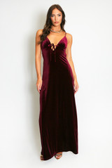 Velvet Cut Out Back Maxi Dress