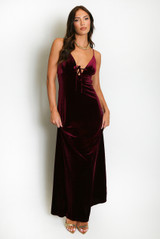 Velvet Cut Out Back Maxi Dress