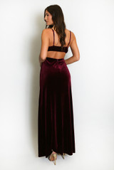 Velvet Cut Out Back Maxi Dress
