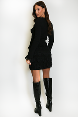 Fine Knit Lace Frill Jumper and Skirt Set