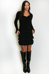 Fine Knit Lace Frill Jumper and Skirt Set