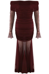 Mesh Hem Bardot Maxi Dress