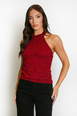 Textured Halter Neck Top