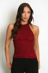 Textured Halter Neck Top