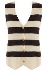 Stripes Knit Sleeveless Cardigan