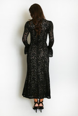 High Neck Lined Lace Maxi Dress