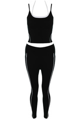 Gym Vest And Legging Set With Piping