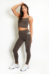 Gym Vest And Legging Set With Piping
