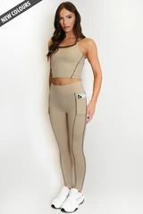 Gym Vest And Legging Set With Piping