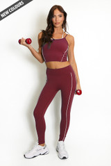 Gym Vest And Legging Set With Piping