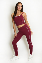 Gym Vest And Legging Set With Piping
