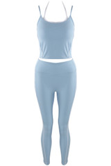 Gym Vest And Legging Set With Piping