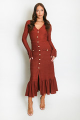 Classic Midi Dress With Flare Cuff And Hem