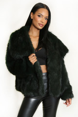 Oversized Lapel Faux Fur Jacket