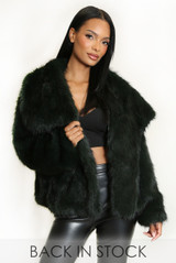 Oversized Lapel Faux Fur Jacket