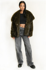 Oversized Lapel Faux Fur Jacket