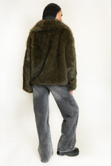 Oversized Lapel Faux Fur Jacket