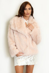 Oversized Lapel Faux Fur Jacket