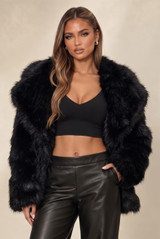 Oversized Lapel Faux Fur Jacket