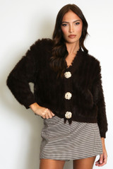 Soft Knit Cardigan With Statement Buttons