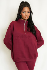 New York Embossed Zip Sweatshirt