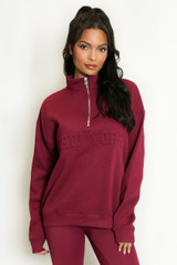 New York Embossed Zip Sweatshirt