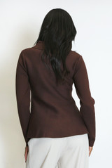 Soft Knit Peplum Collared Cardigan