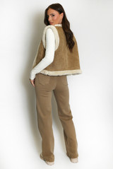 Suede Fur Trim Waistcoat