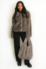 Collared Faux Fur Jacket 